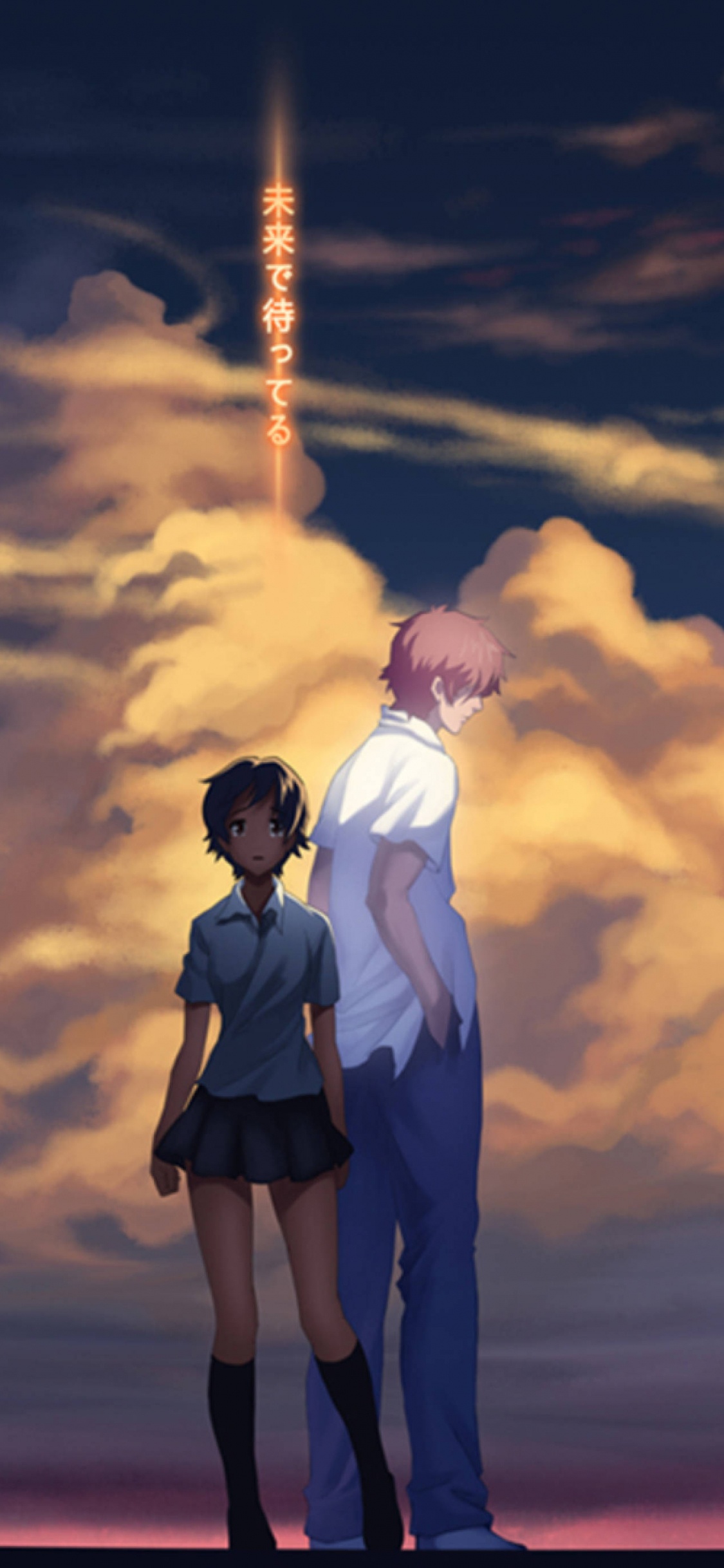 Обои девушка которая прыгнула через время, аниме, Тиаки Мамия, арт, облако в разрешении 1125x2436