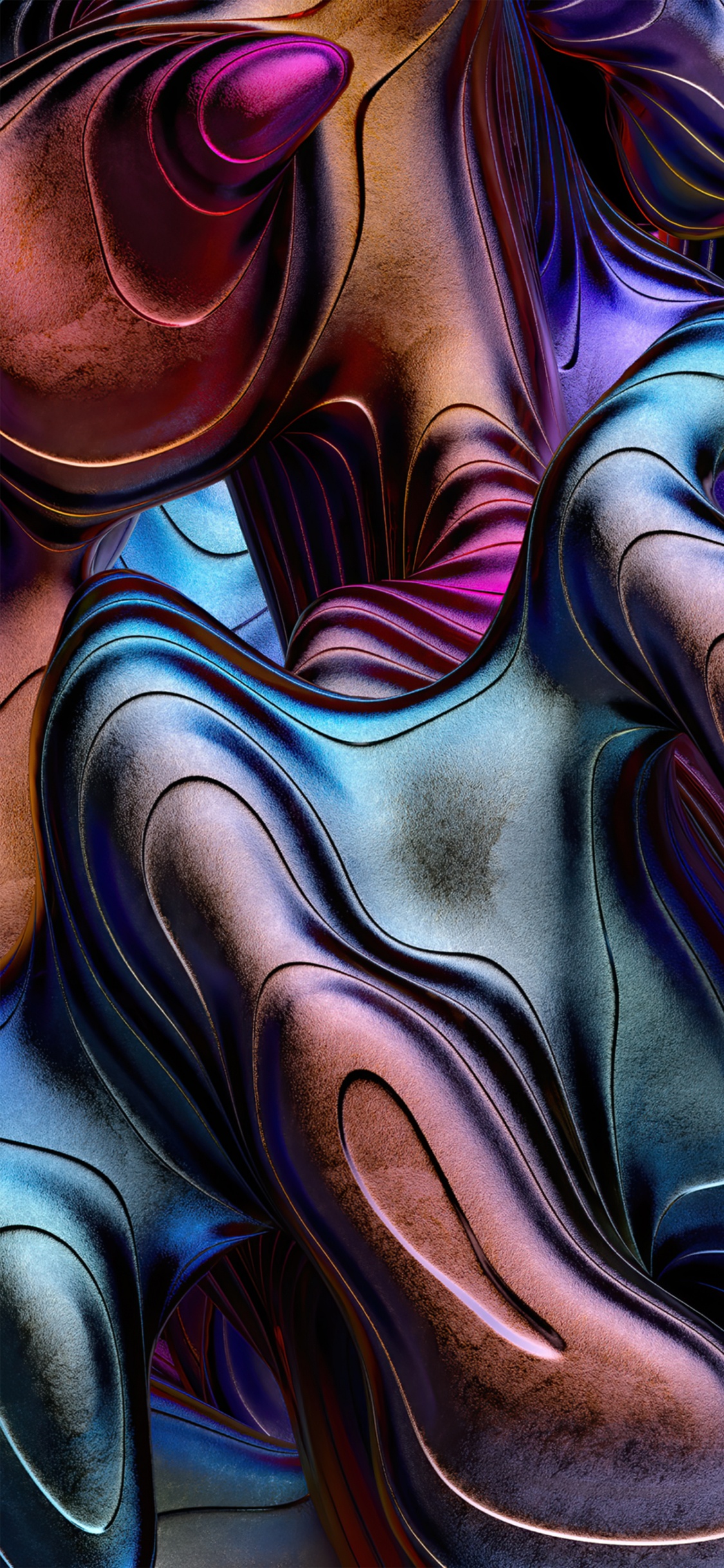 Обои фрактальное искусство, цифровое искусство, пурпур, ткань, живопись в разрешении 1125x2436