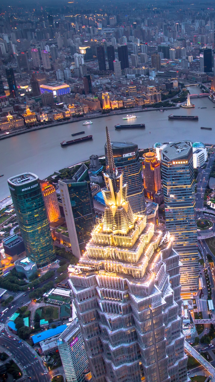 Обои Шанхай, Гонконг, городской пейзаж, метрополия, городской район в разрешении 720x1280