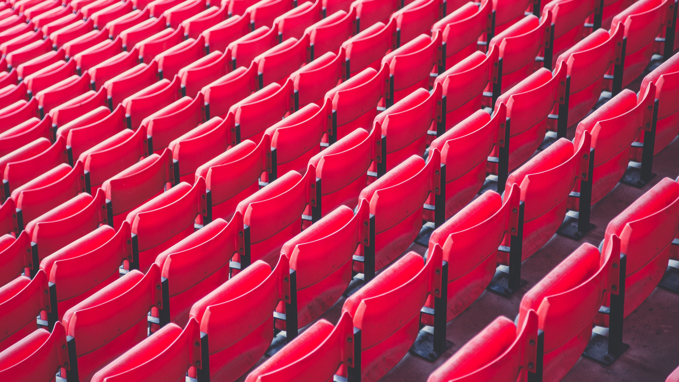 Обои стадион, Арена, стул, зрительный зал, красный цвет в разрешении 1366x768