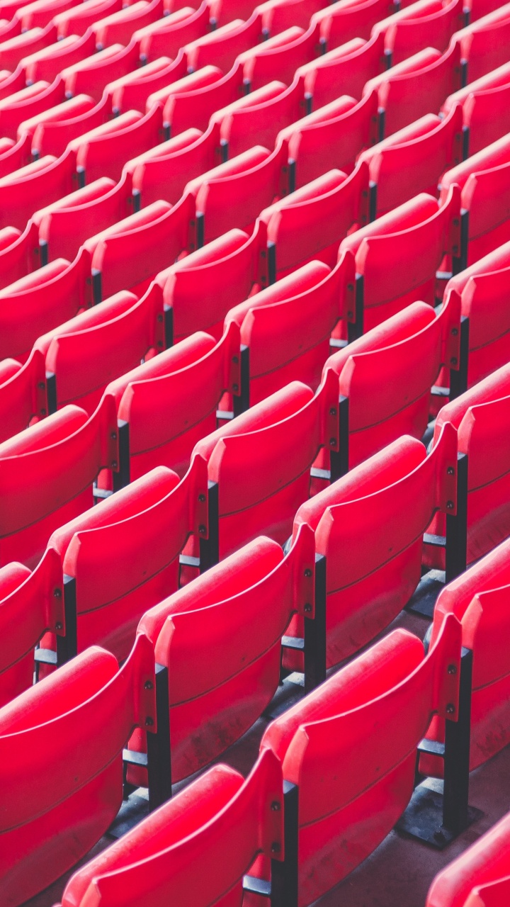 Обои стадион, Арена, стул, зрительный зал, красный цвет в разрешении 720x1280