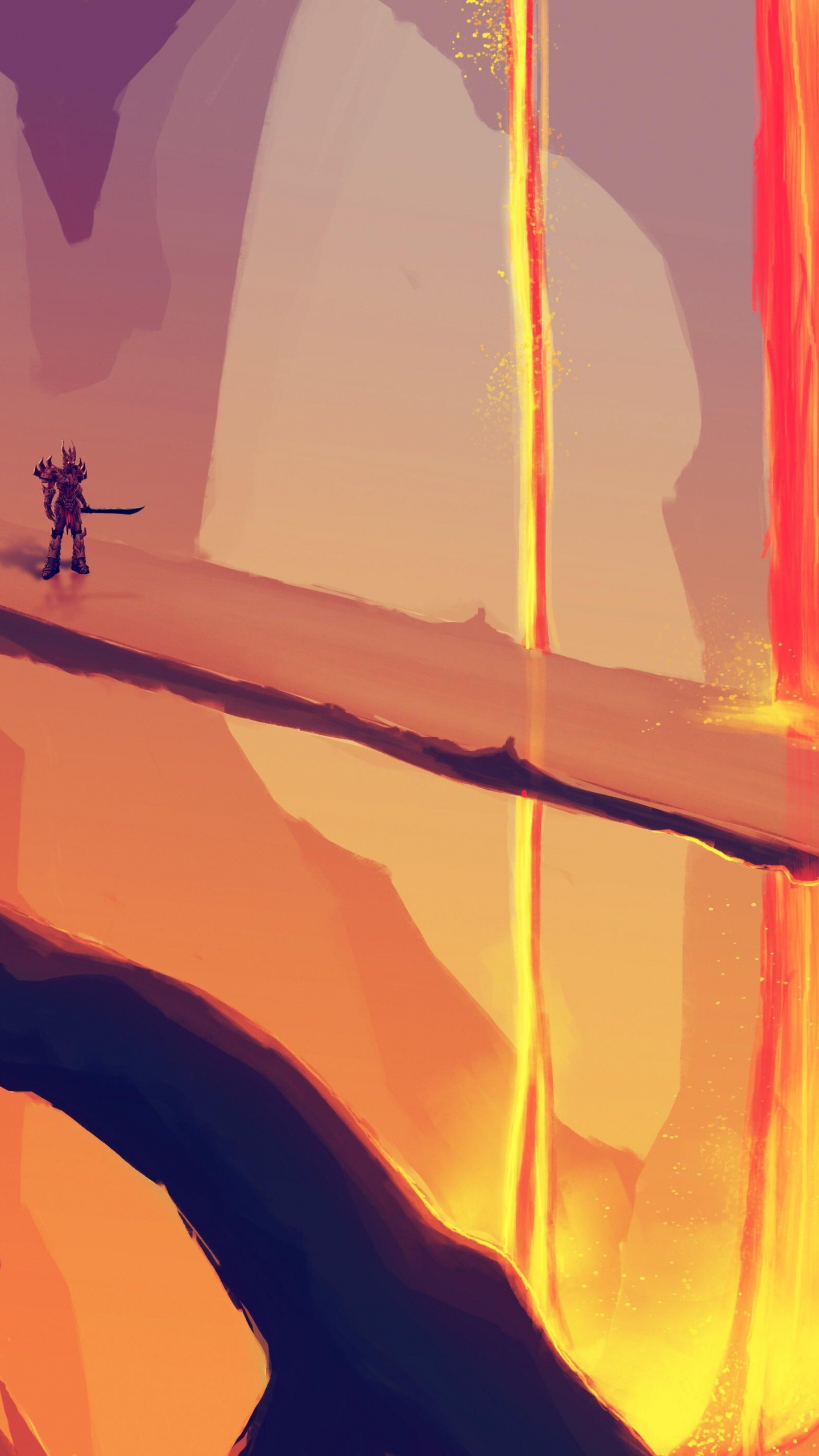 Обои тепло, Апельсин, линия, графика, полутона и оттенки в разрешении 1440x2560