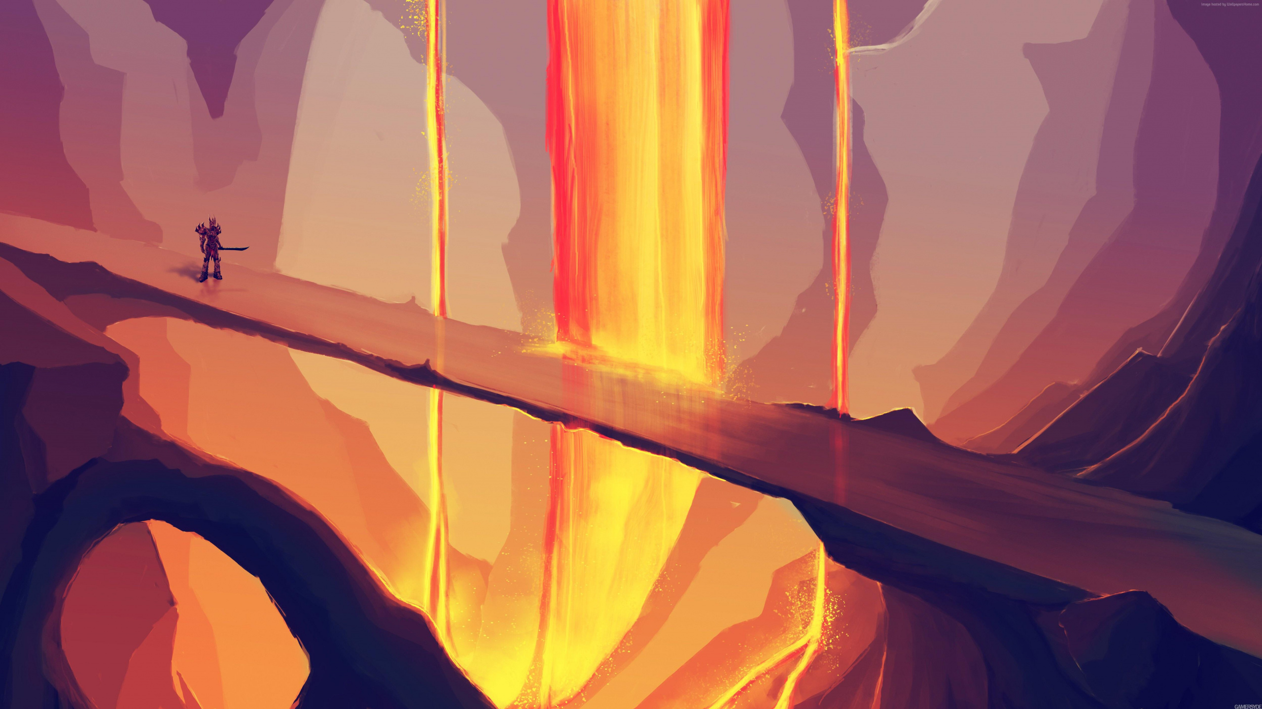 Обои тепло, Апельсин, линия, графика, полутона и оттенки в разрешении 2560x1440