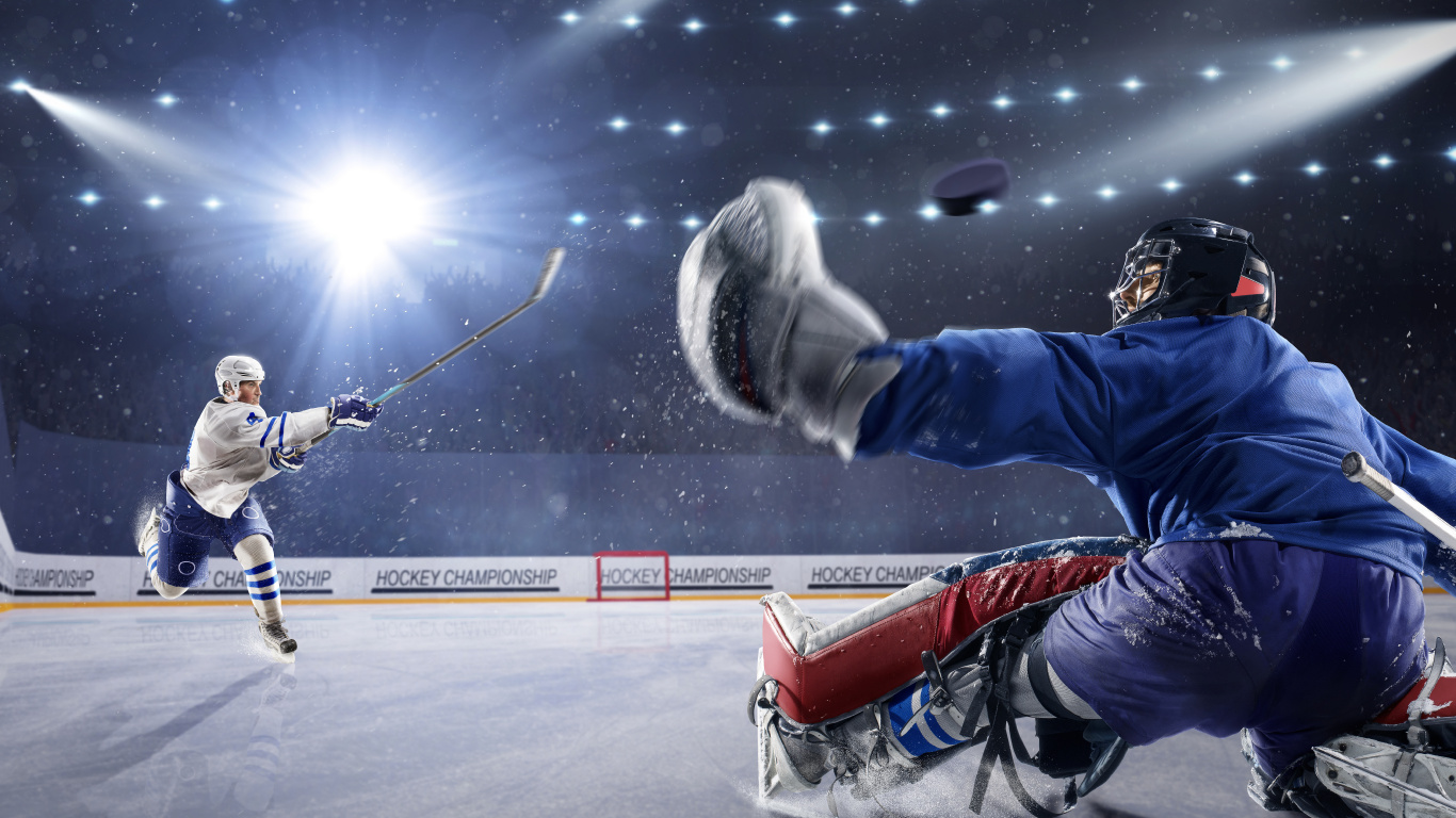Обои хоккей на льду, хоккей, командный вид спорта, занятие спортом, игрок в разрешении 1366x768