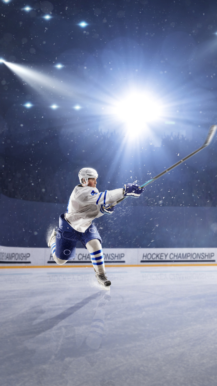 Обои хоккей на льду, хоккей, командный вид спорта, занятие спортом, игрок в разрешении 750x1334