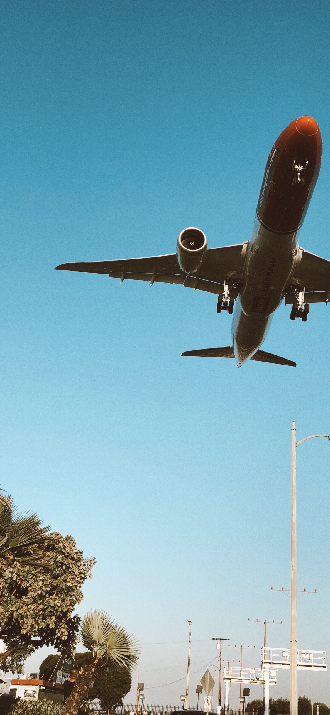 Обои Лос-Анджелес, самолет, воздушное путешествие, самолеты, широкофюзеляжный самолет в разрешении 1125x2436