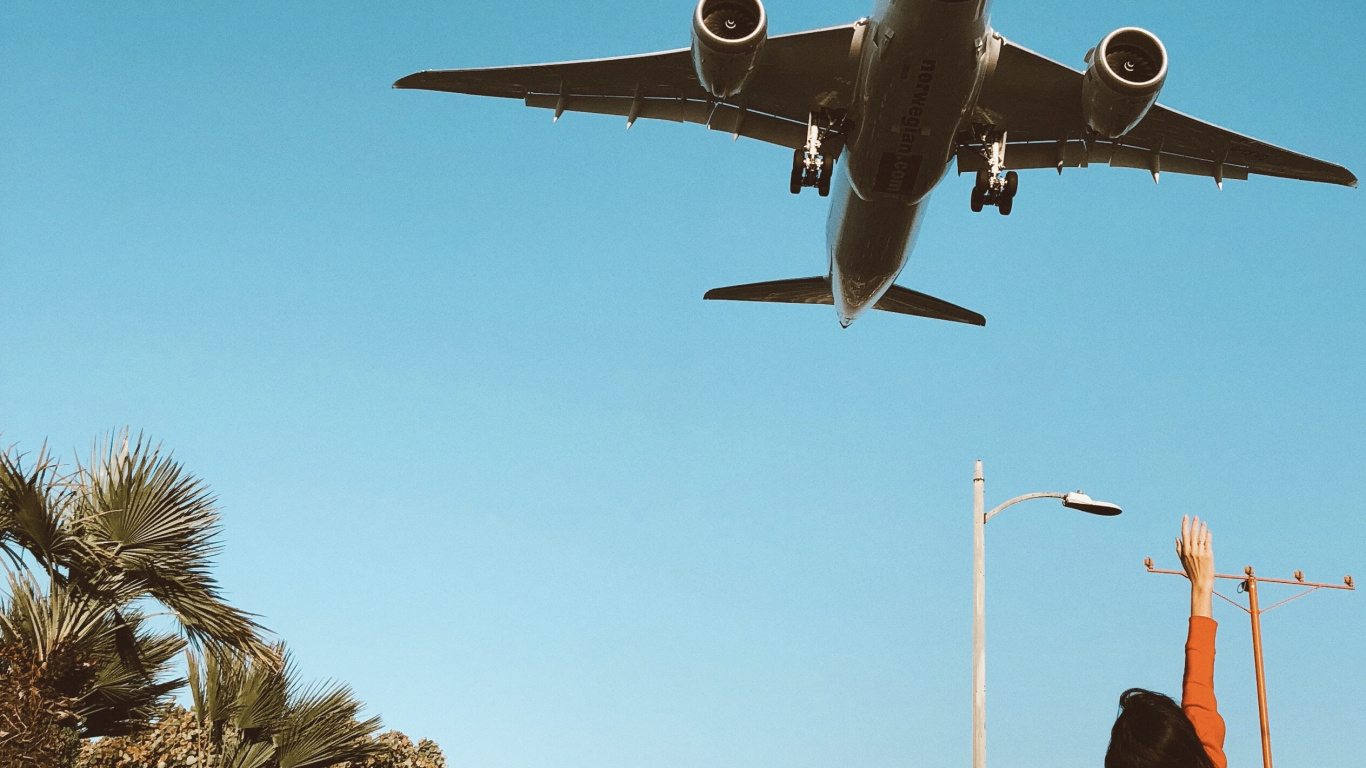 Обои Лос-Анджелес, самолет, воздушное путешествие, самолеты, широкофюзеляжный самолет в разрешении 1366x768