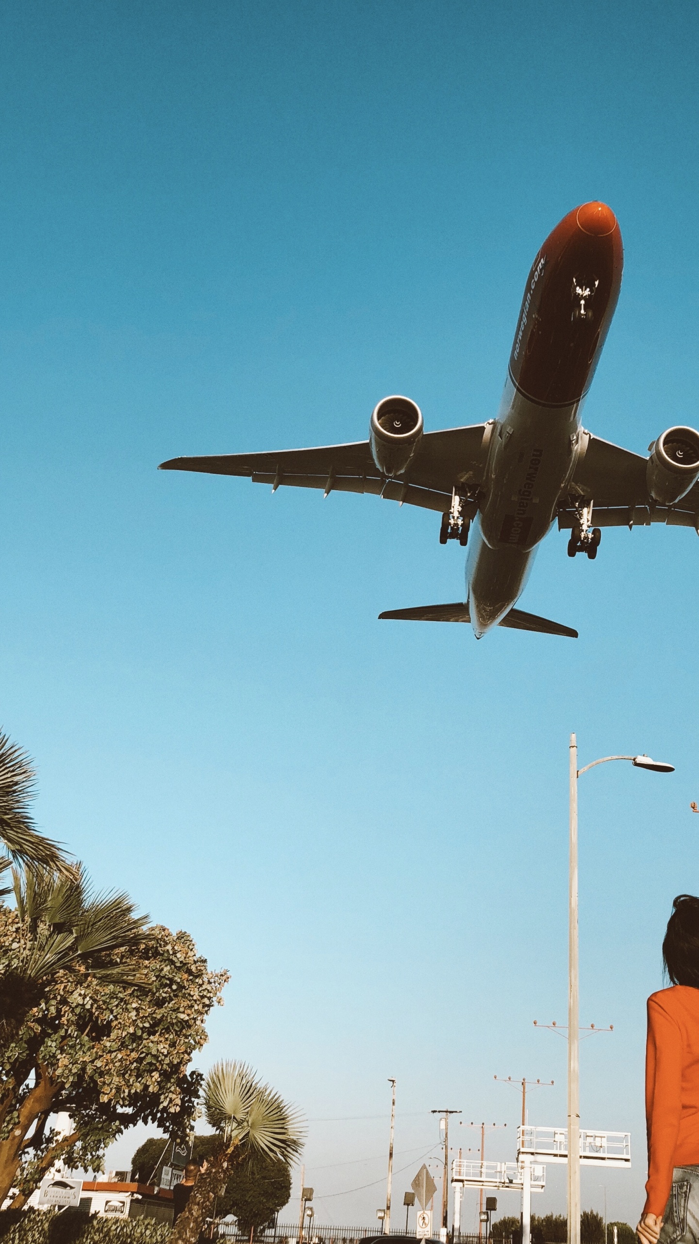 Обои Лос-Анджелес, самолет, воздушное путешествие, самолеты, широкофюзеляжный самолет в разрешении 1440x2560