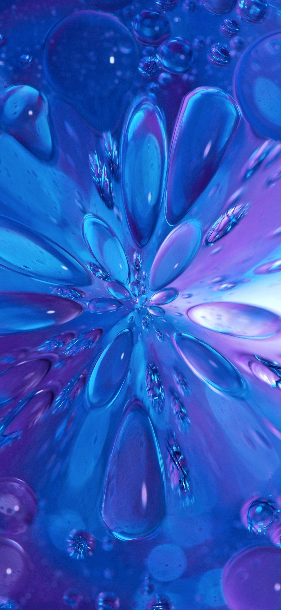 Обои фрактал, синий, вода, Аква, пурпур в разрешении 1125x2436