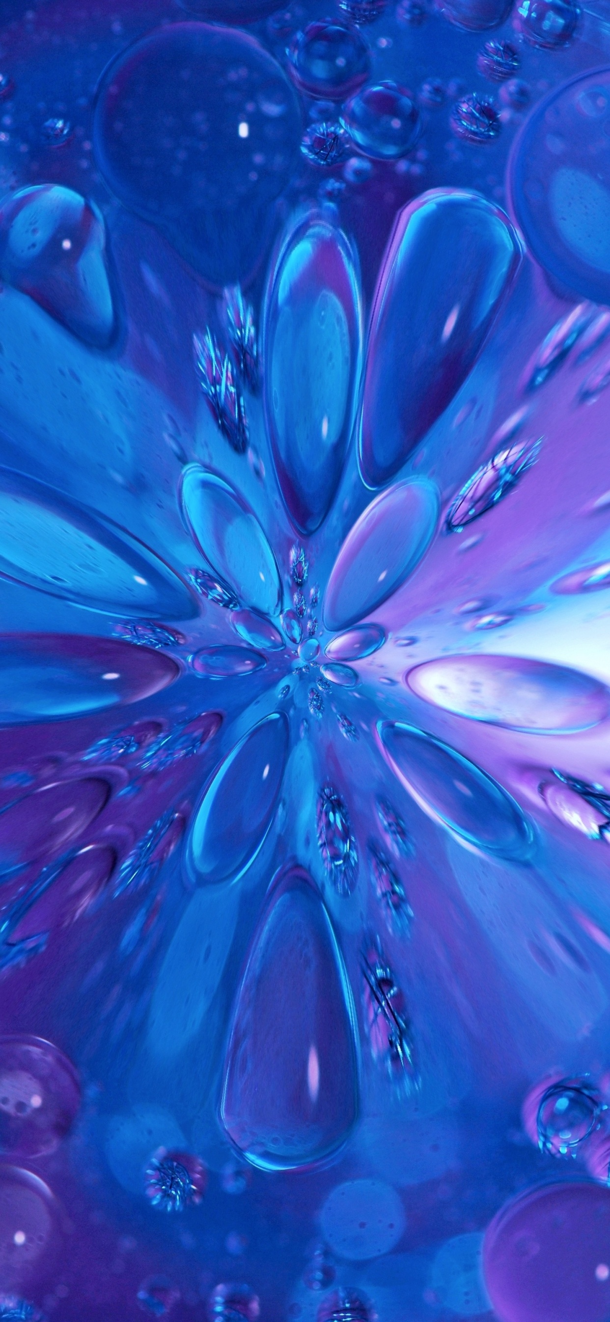 Обои фрактал, синий, вода, Аква, пурпур в разрешении 1242x2688