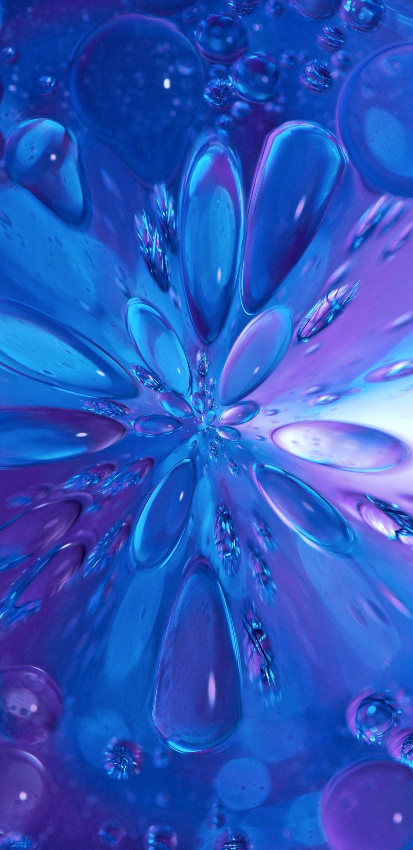 Обои фрактал, синий, вода, Аква, пурпур в разрешении 1440x2960