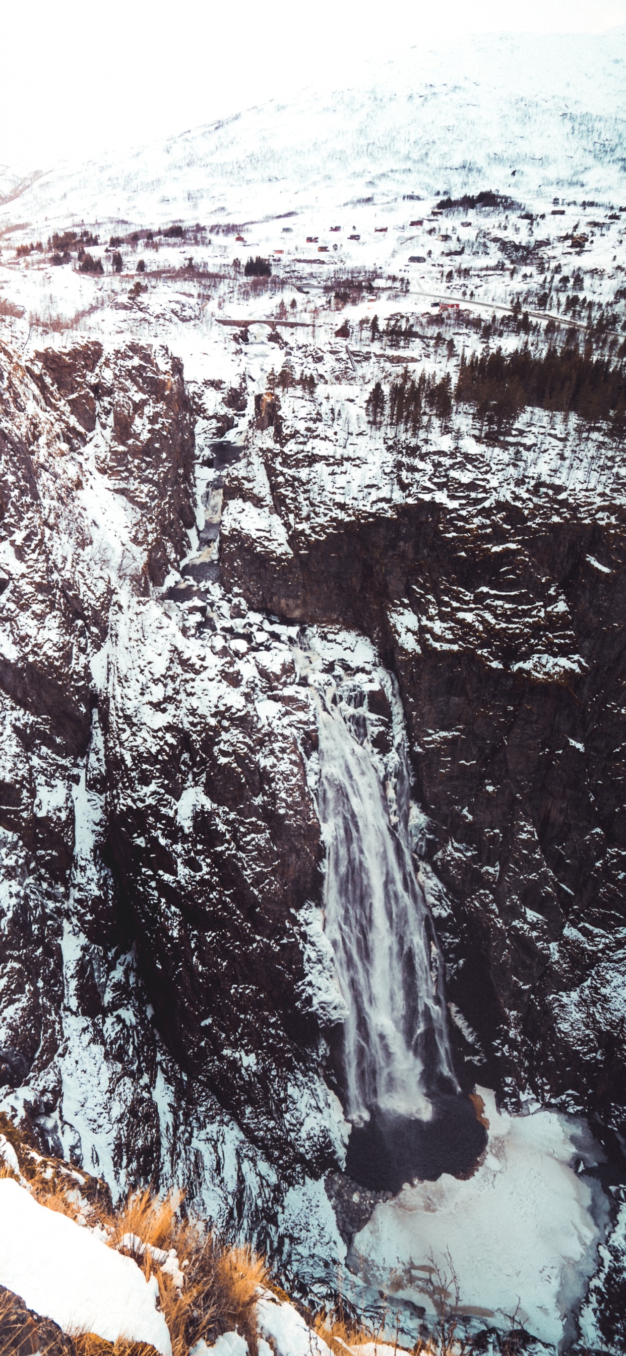 Обои формирование, гора, геология, зима, водопад в разрешении 1242x2688