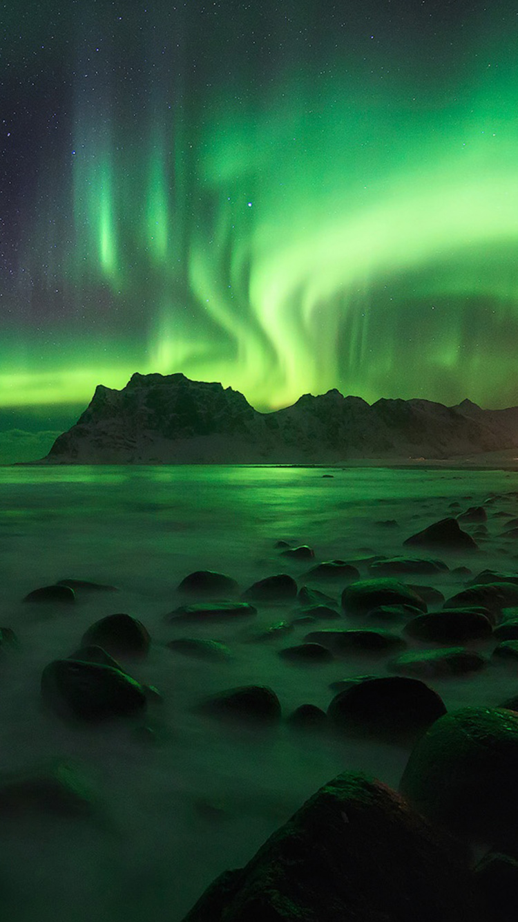 Обои Аврора, природа, вода, море, атмосфера в разрешении 750x1334