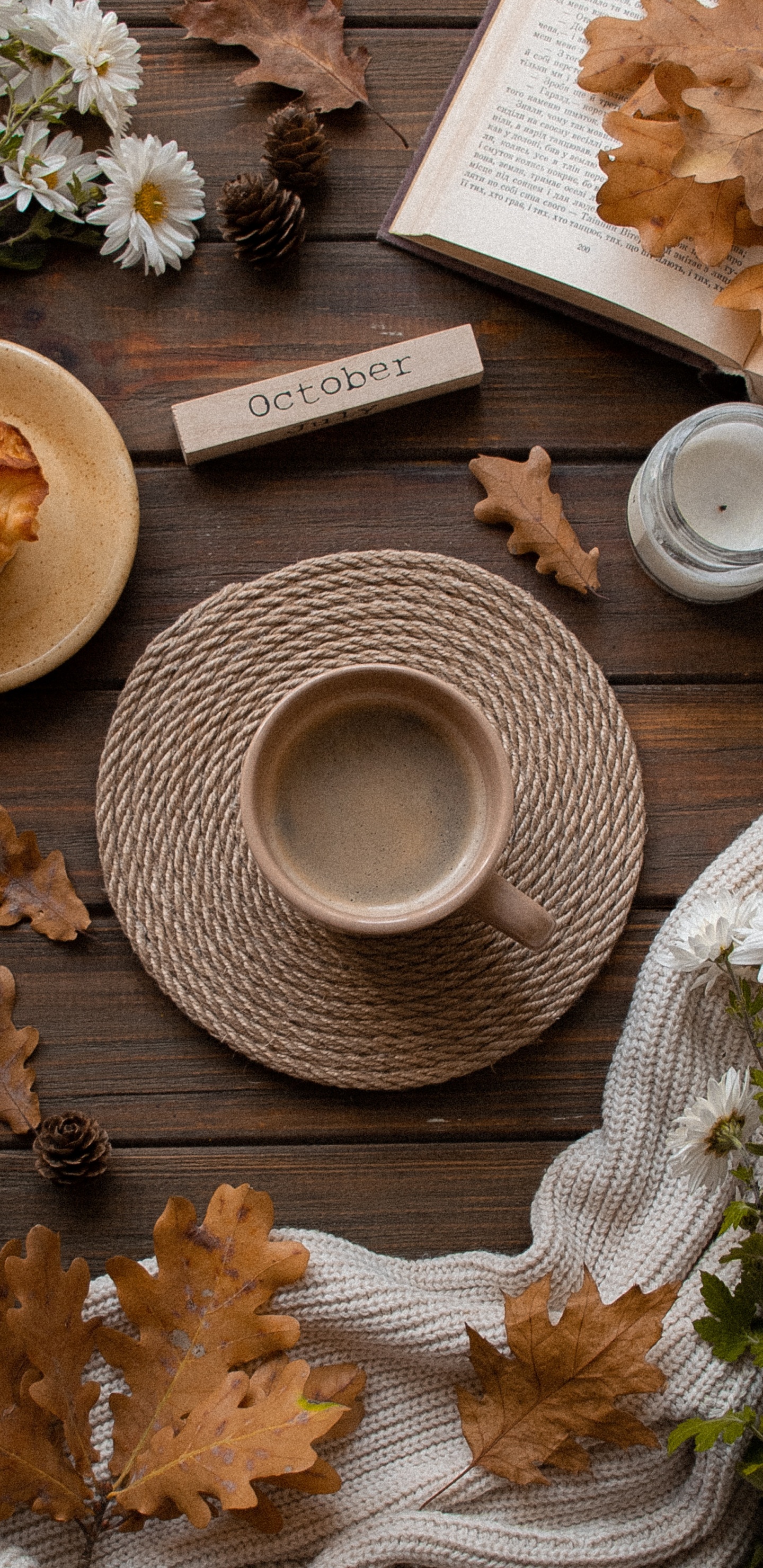 Обои лист, таблица, Рождественские украшения, пища, блюда в разрешении 1440x2960