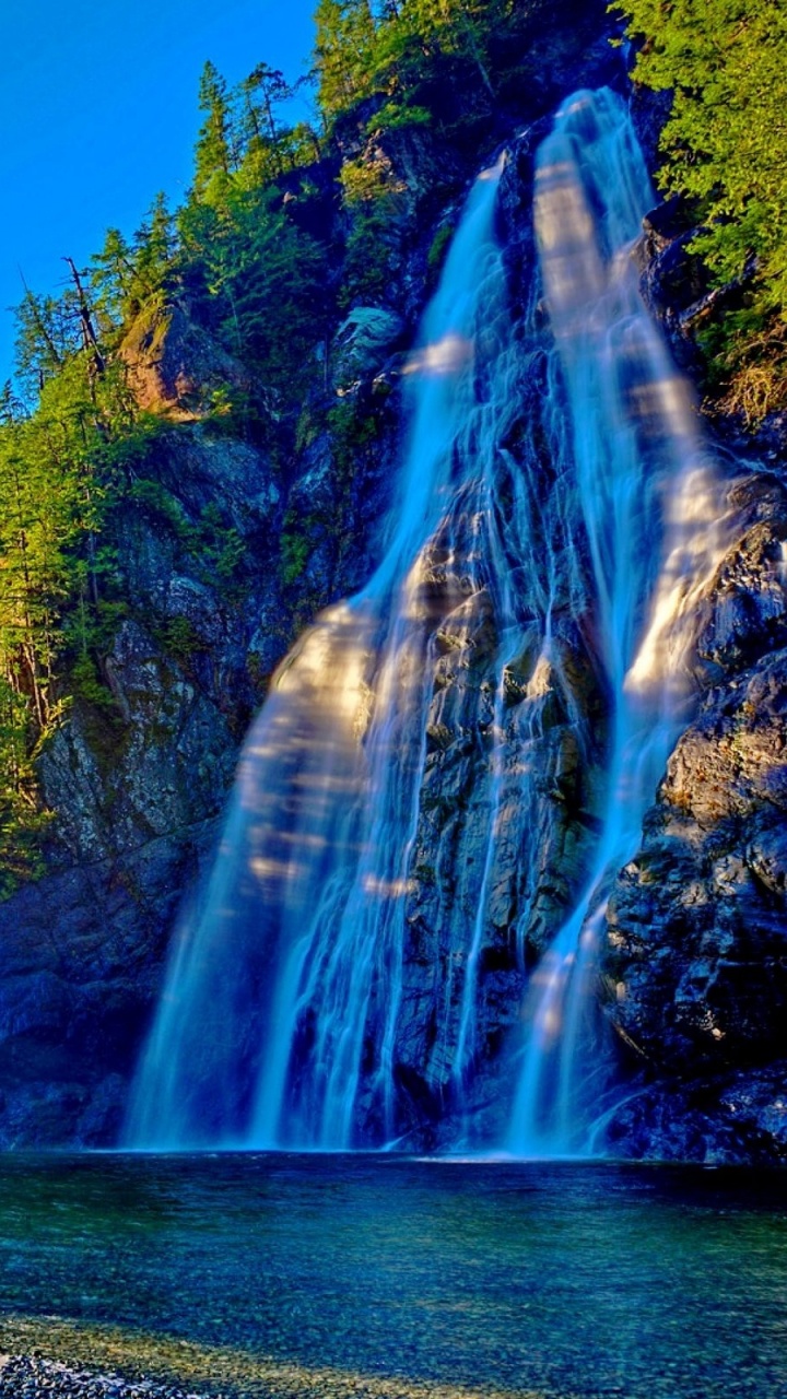 Обои водопад, природа, вода, водоток, природный заповедник в разрешении 720x1280