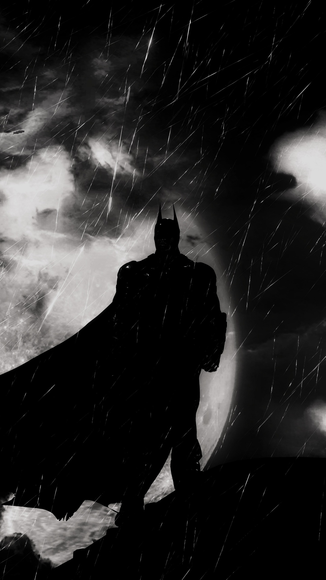 Обои Бэтмен, Бэтмен рыцарь аркхема, черный, белые, атмосфера в разрешении 1080x1920