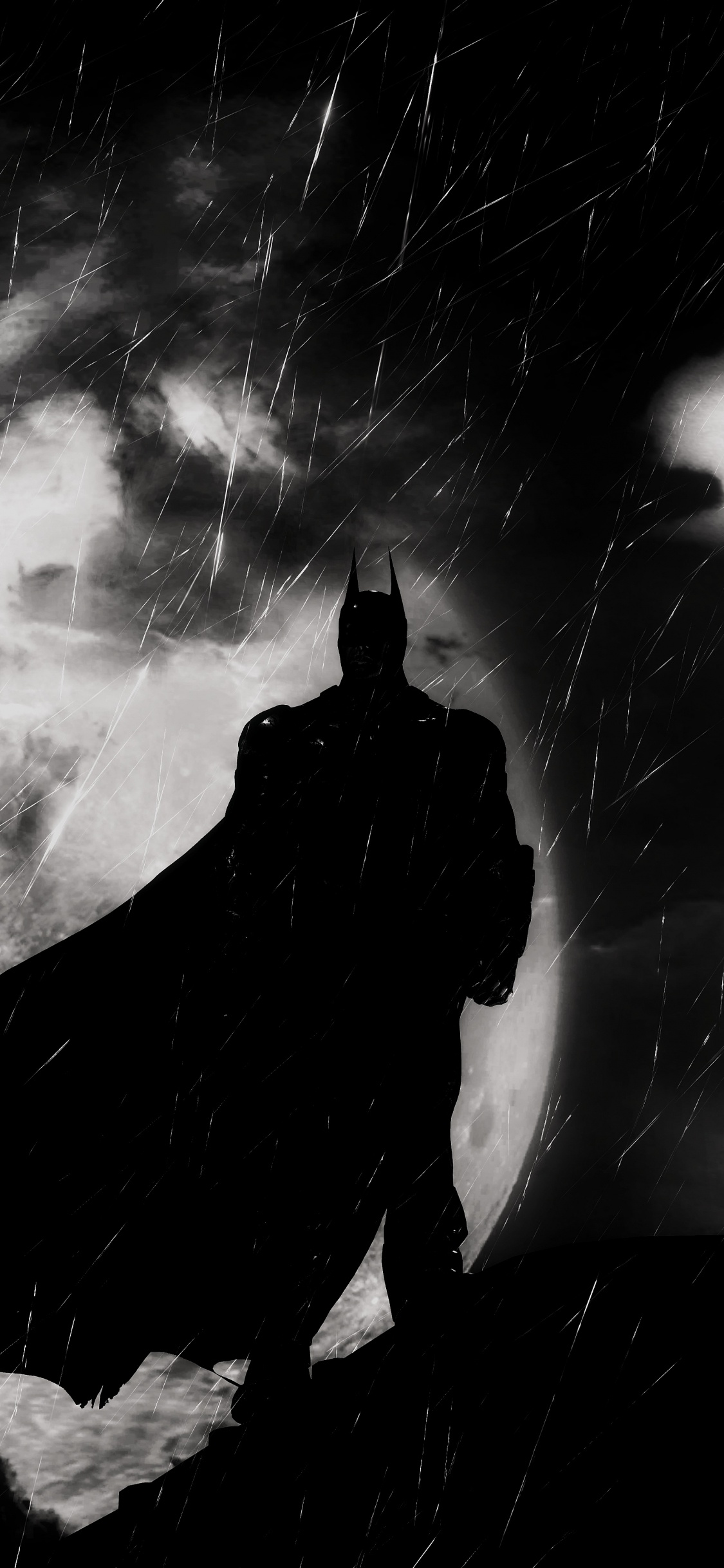 Обои Бэтмен, Бэтмен рыцарь аркхема, черный, белые, атмосфера в разрешении 1125x2436