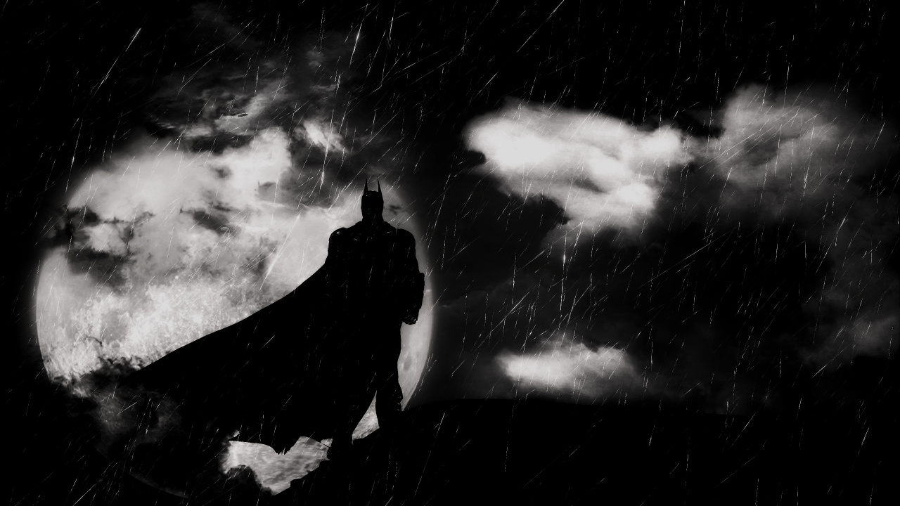 Обои Бэтмен, Бэтмен рыцарь аркхема, черный, белые, атмосфера в разрешении 1280x720