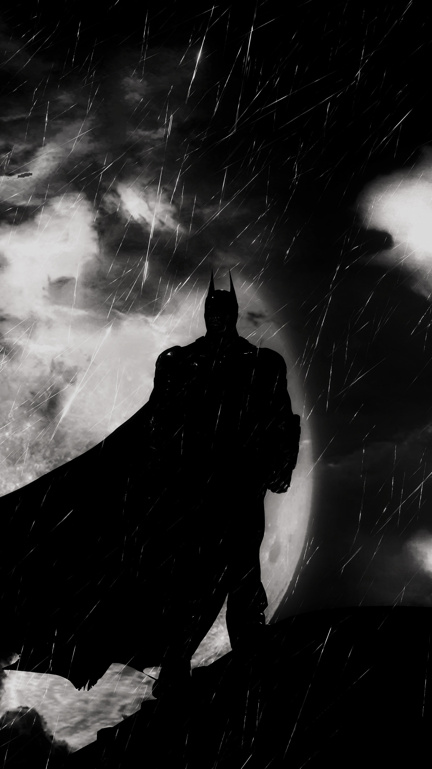 Обои Бэтмен, Бэтмен рыцарь аркхема, черный, белые, атмосфера в разрешении 1440x2560