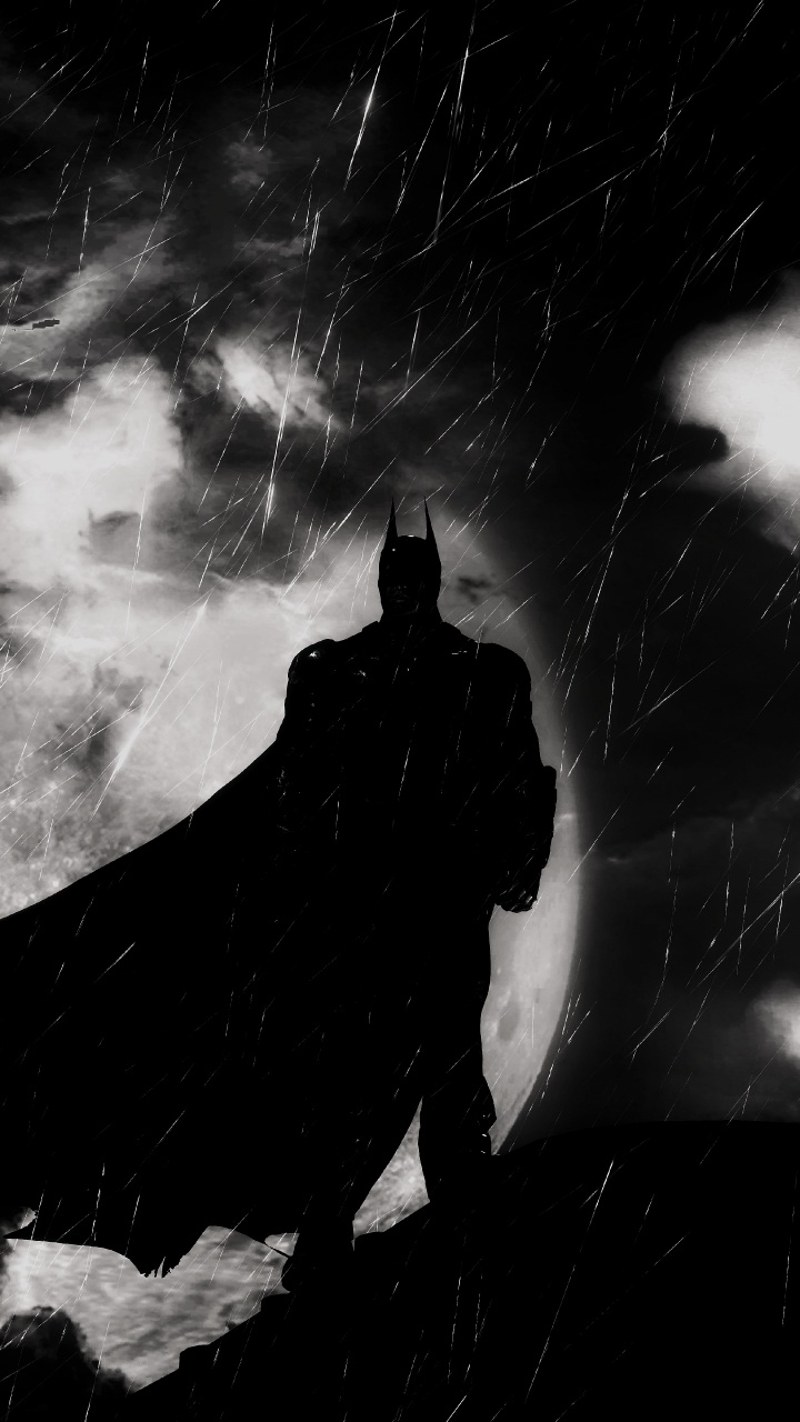 Обои Бэтмен, Бэтмен рыцарь аркхема, черный, белые, атмосфера в разрешении 720x1280