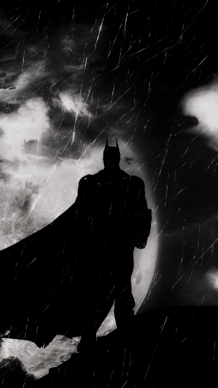 Обои Бэтмен, Бэтмен рыцарь аркхема, черный, белые, атмосфера в разрешении 750x1334