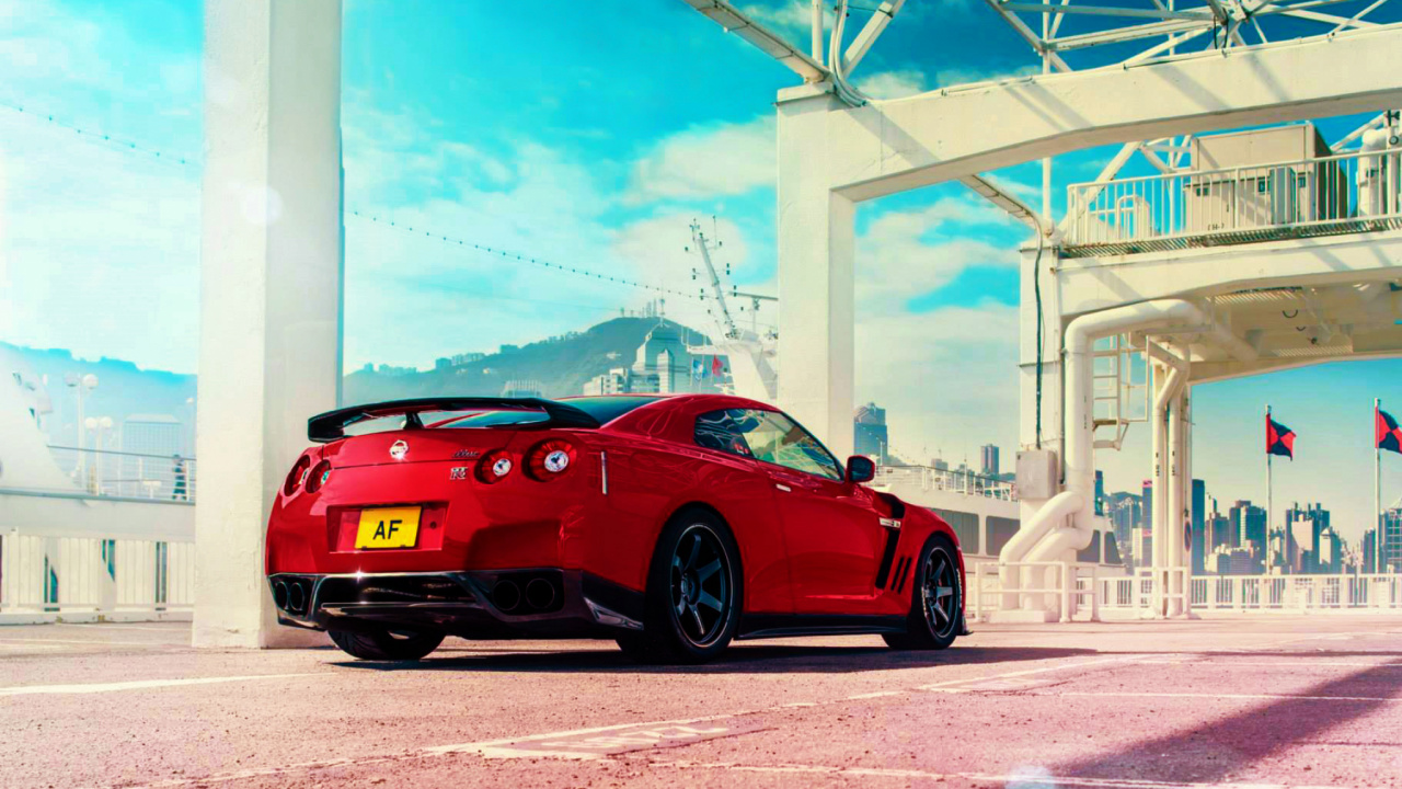 Обои спорткар, Ниссан, суперкар, красный цвет, колесо в разрешении 1280x720