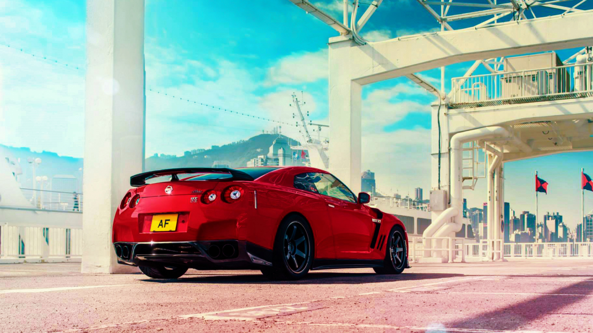 Обои спорткар, Ниссан, суперкар, красный цвет, колесо в разрешении 1920x1080