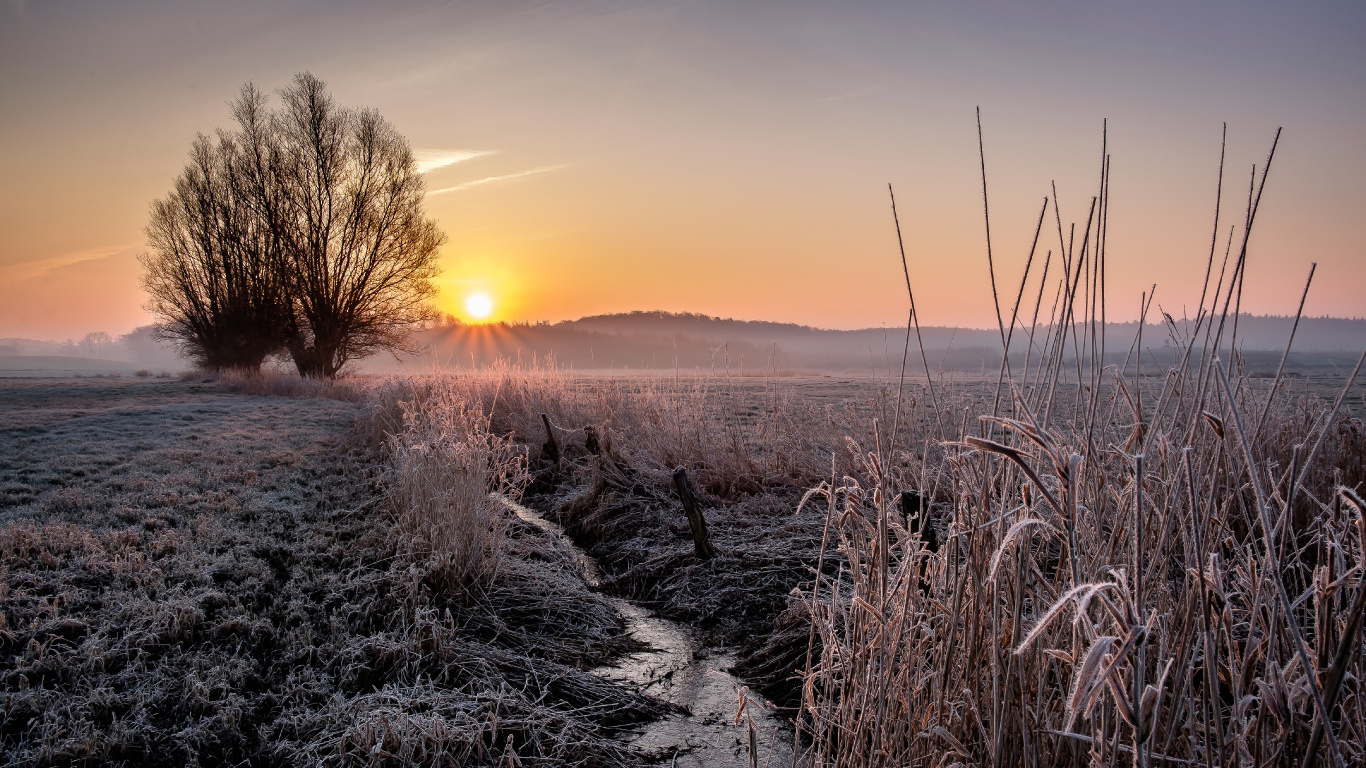 Обои природный ландшафт, атмосфера, пейзаж, горизонт, восход солнца в разрешении 1366x768