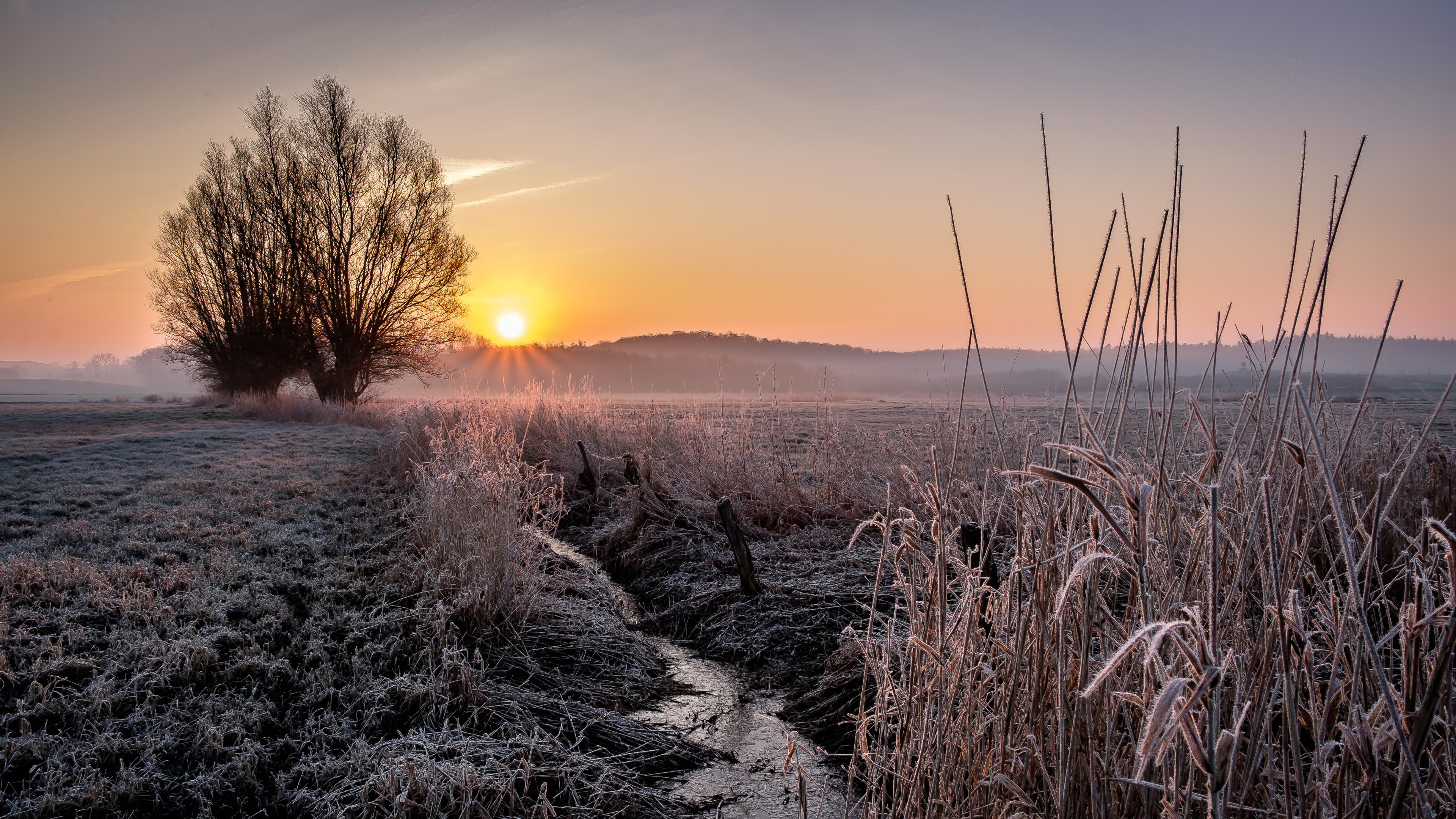 Обои природный ландшафт, атмосфера, пейзаж, горизонт, восход солнца в разрешении 3840x2160