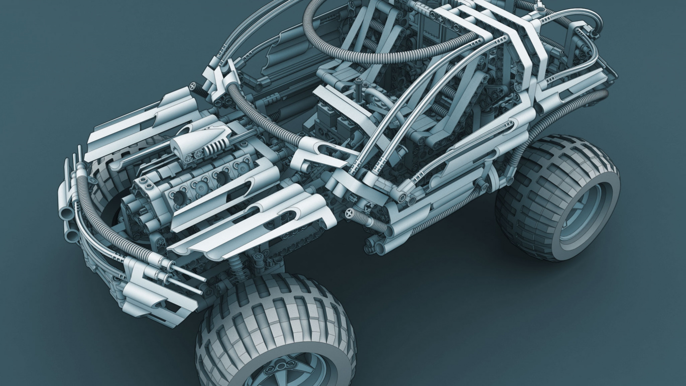 Обои автомобильные шины, система автомобильных колес, джип, Лего, робот в разрешении 1366x768