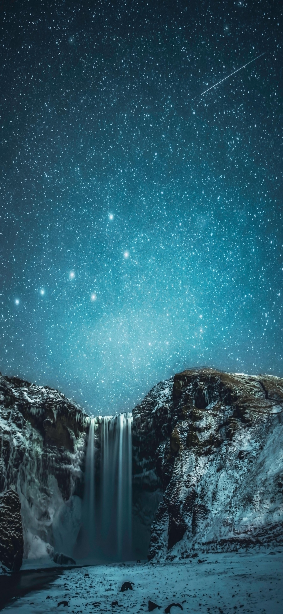 Обои природа чудесная, природа, живопись, Skgafoss, атмосфера в разрешении 1125x2436