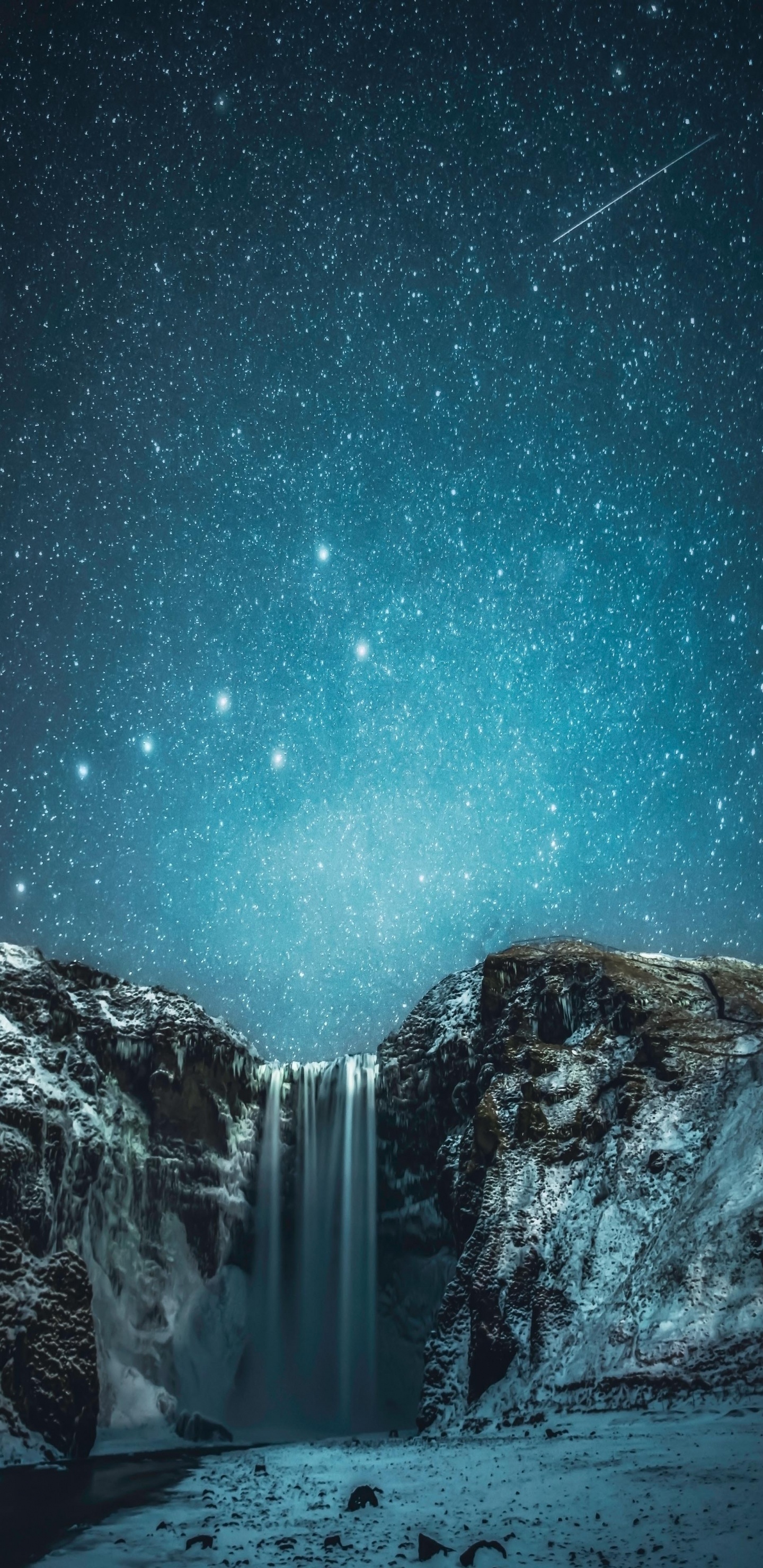 Обои природа чудесная, природа, живопись, Skgafoss, атмосфера в разрешении 1440x2960