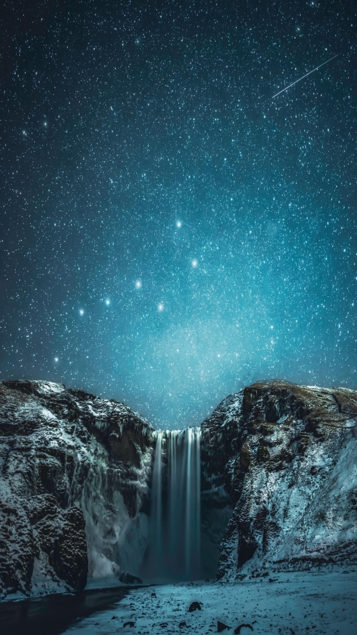 Обои природа чудесная, природа, живопись, Skgafoss, атмосфера в разрешении 720x1280