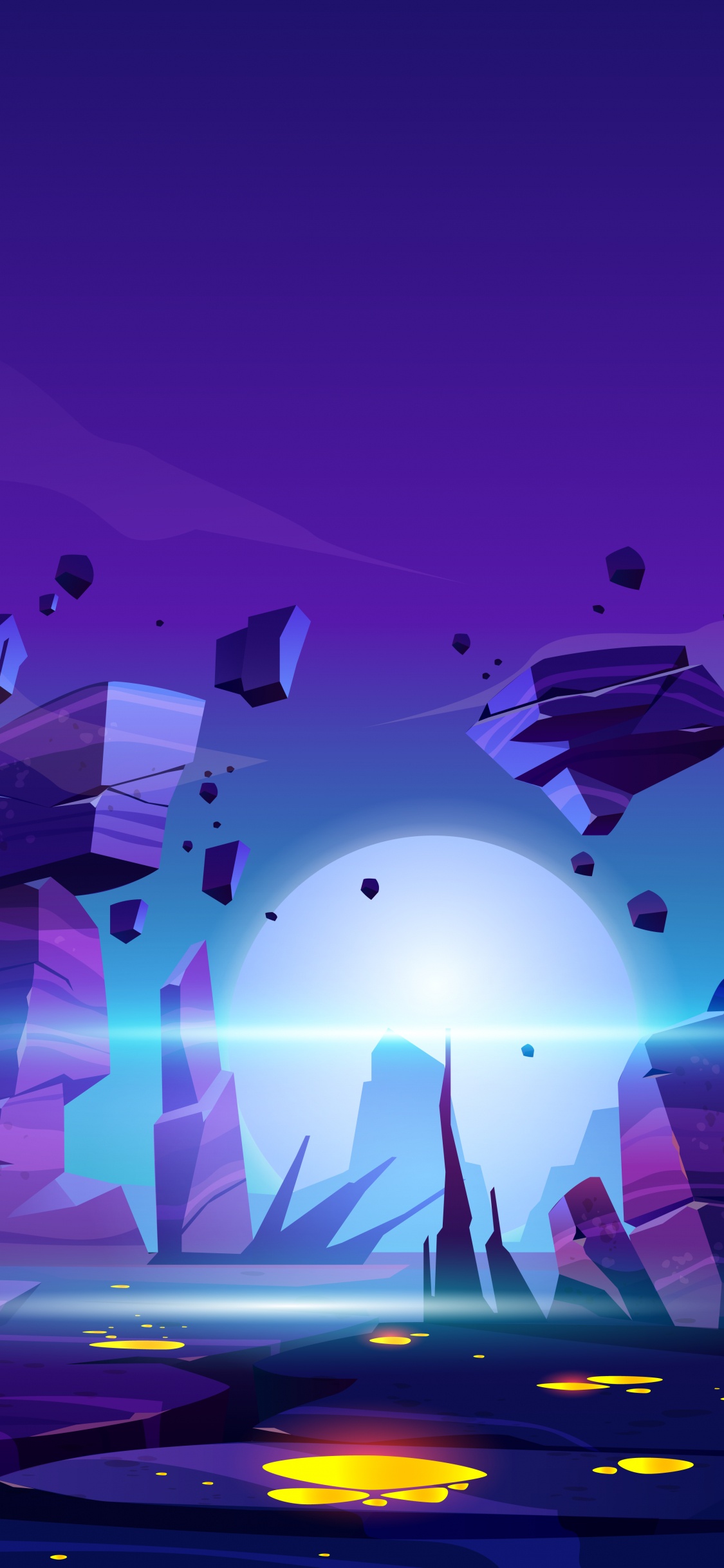 Обои внеземная жизнь, иллюстрация, планета, векторная графика, графика в разрешении 1125x2436