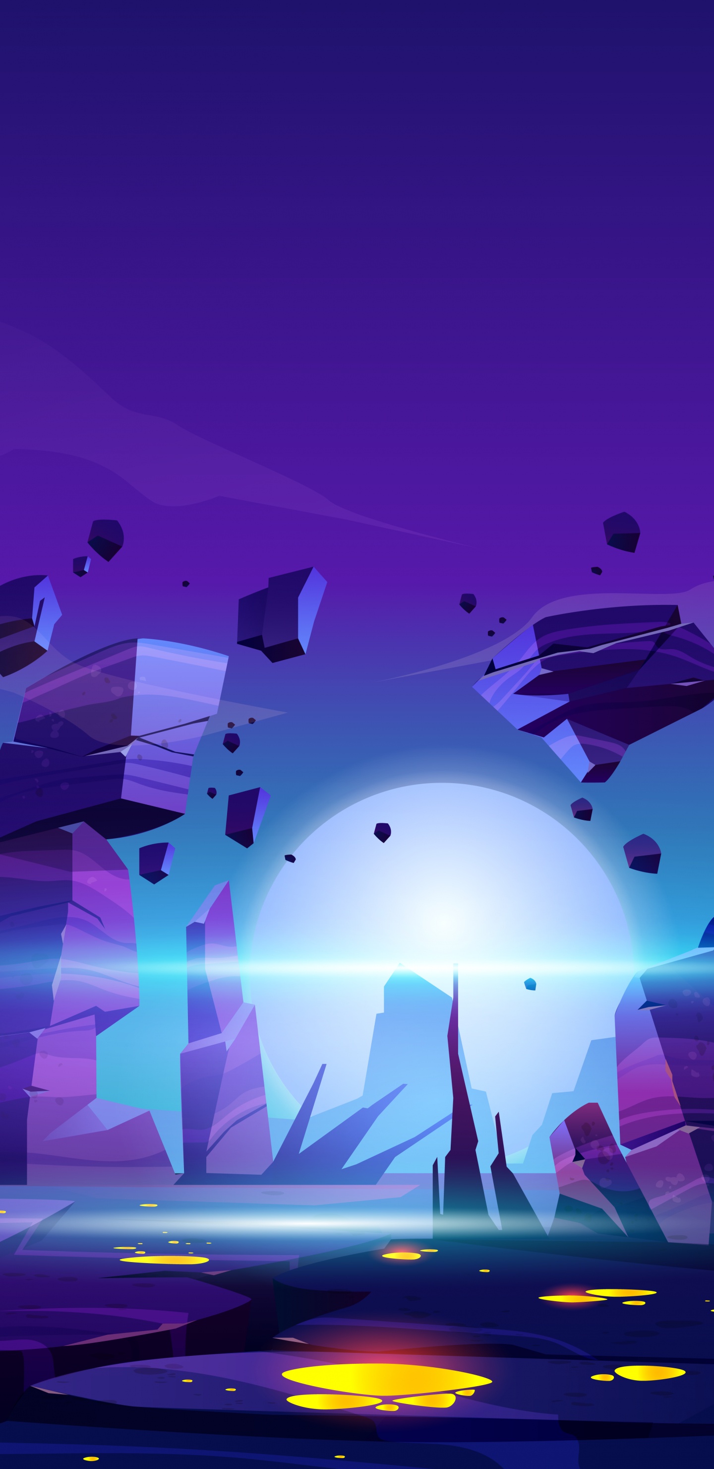 Обои внеземная жизнь, иллюстрация, планета, векторная графика, графика в разрешении 1440x2960