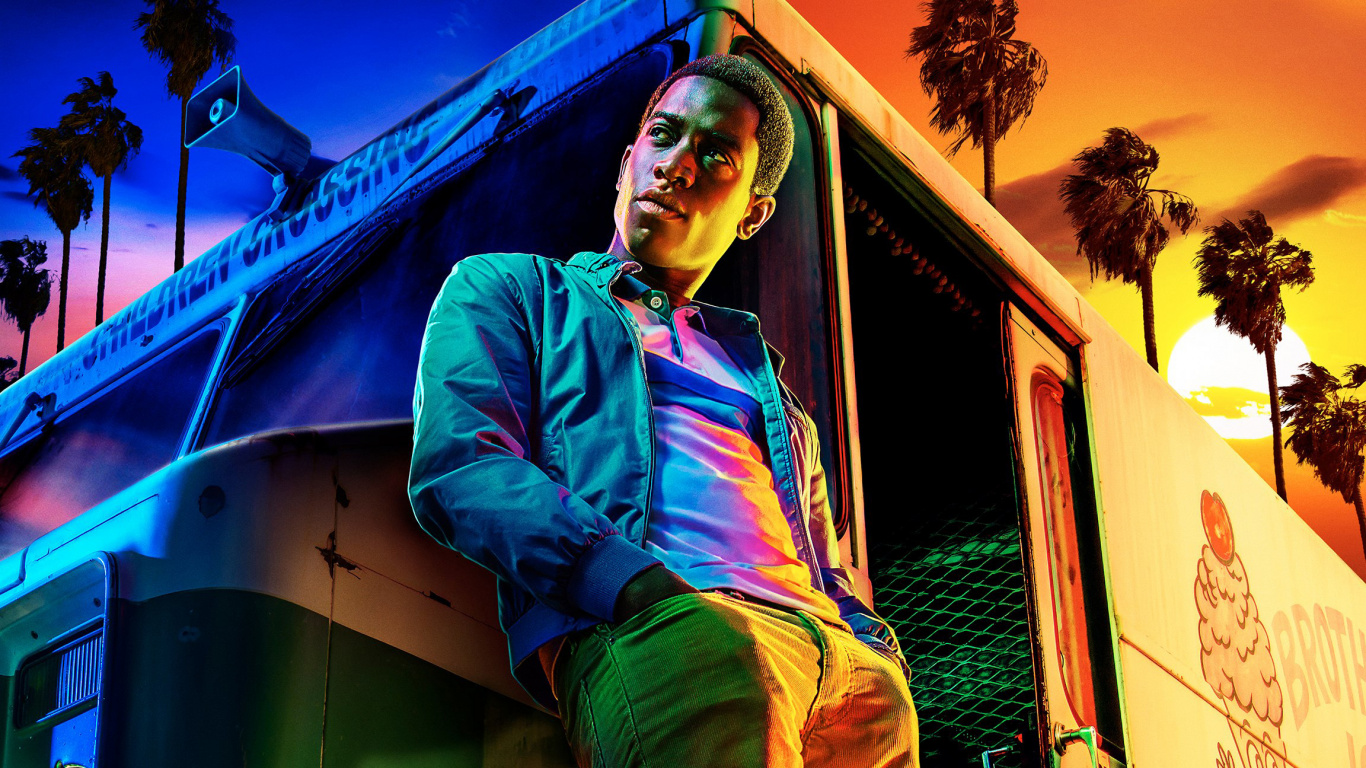 Обои снегопад, Снегопад - Сезон 2, синий, зеленый, желтый в разрешении 1366x768