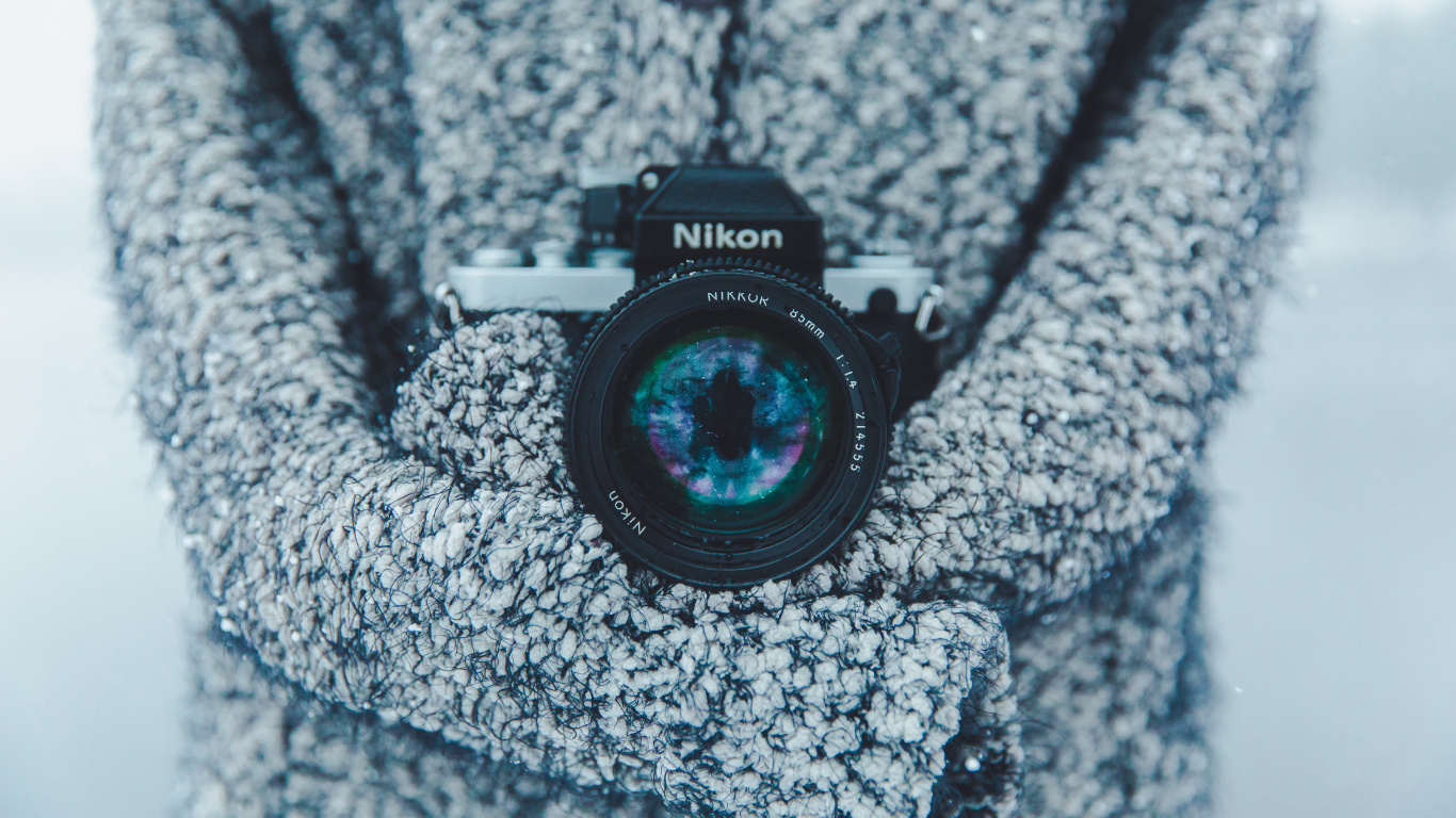 Обои Никон, объектив камеры, камера, Canon, черный в разрешении 1366x768