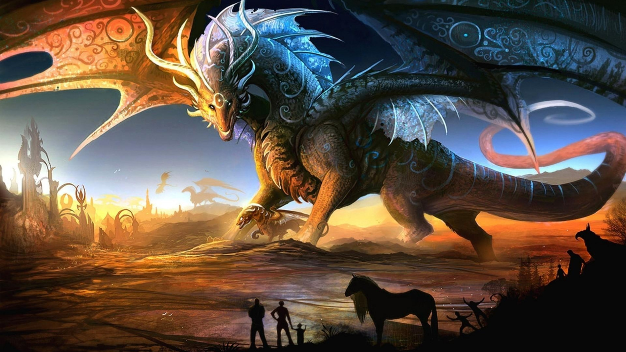 Обои дракон, легендарное существо, фэнтези, мифология, мифическое существо в разрешении 1280x720