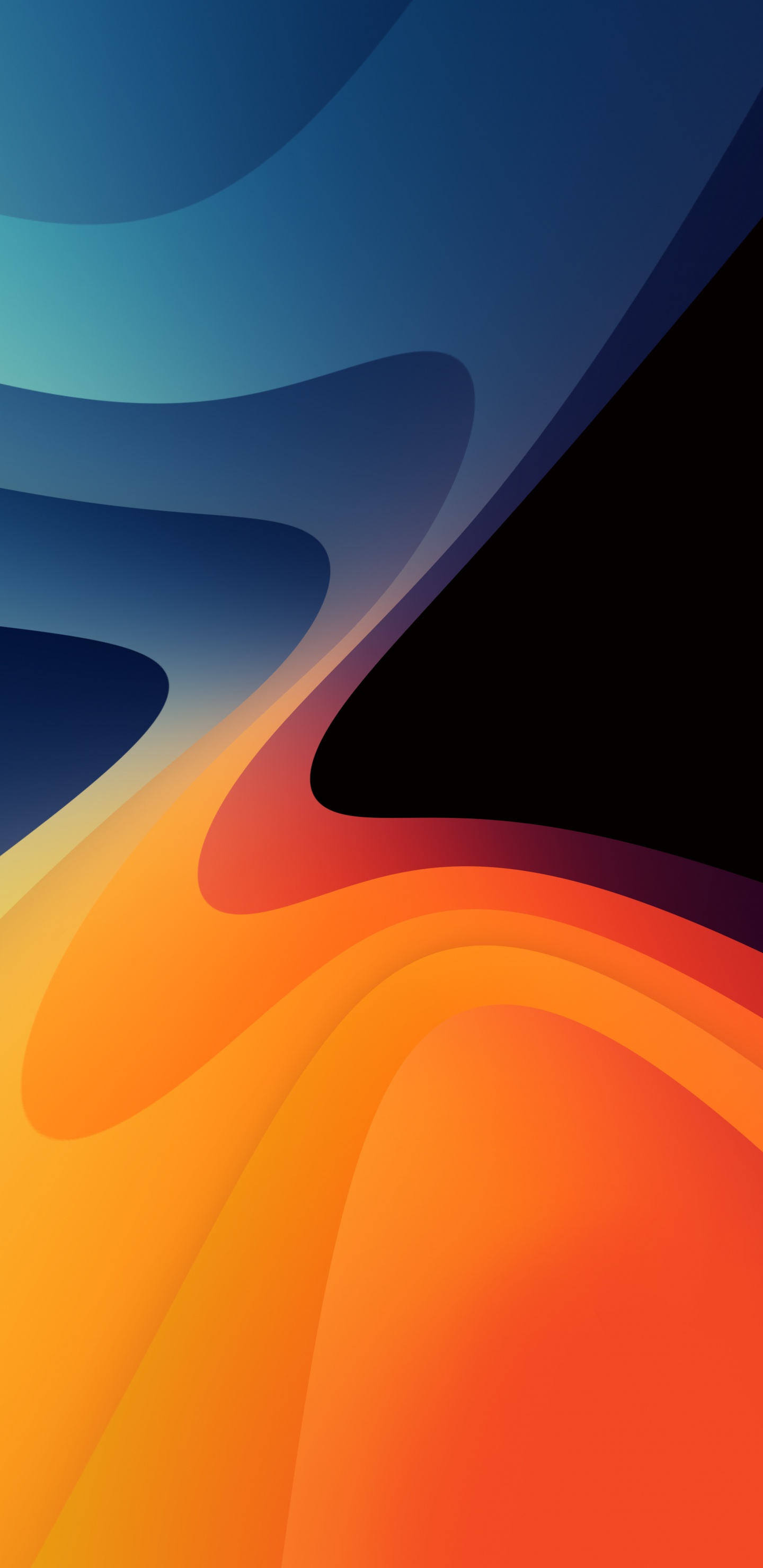 Обои Оранжевый цвет, геометрия, лазурный, склон, арт в разрешении 1440x2960