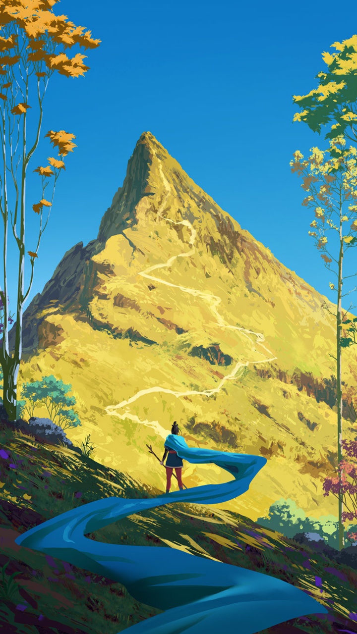 Обои арт, графический дизайн, склон, гора, Люди в природе в разрешении 720x1280