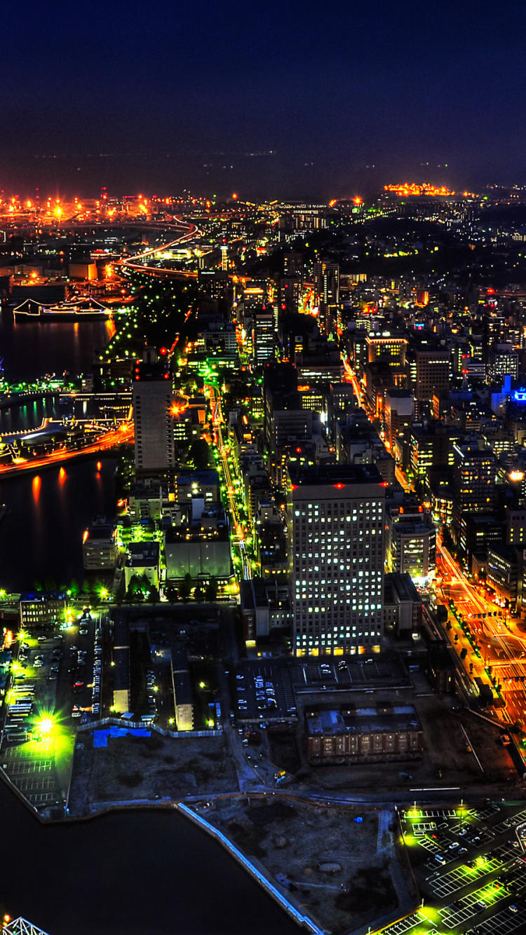 Обои токийская башня, ориентир, ночь, городской пейзаж, городской район в разрешении 750x1334