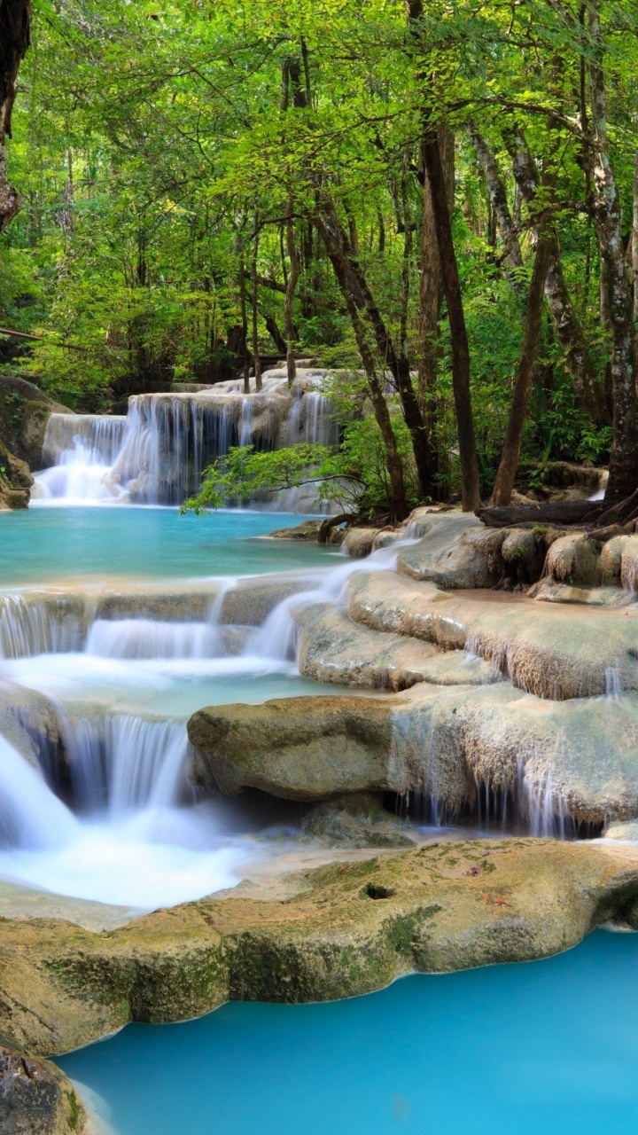 Обои канчанабури, река кокиль, водопад, парк, национальный парк в разрешении 720x1280