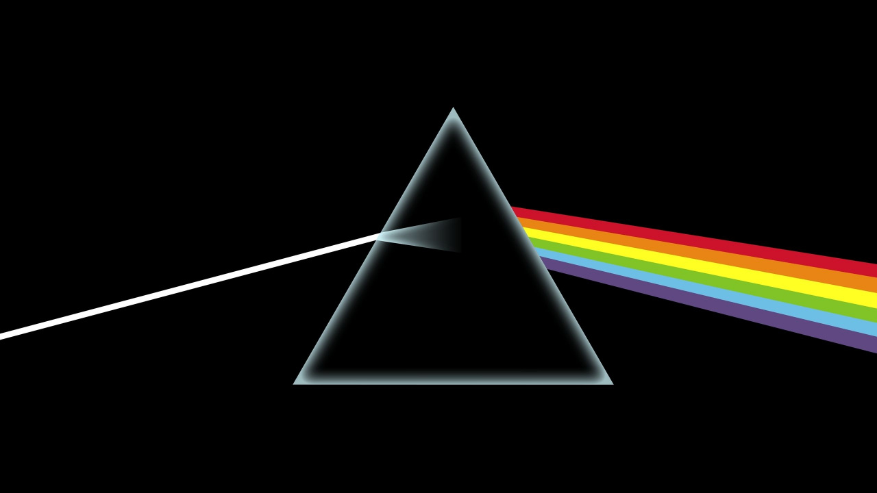 Обои Темная сторона Луны, Pink Floyd, призма, свет, треугольник в разрешении 1280x720
