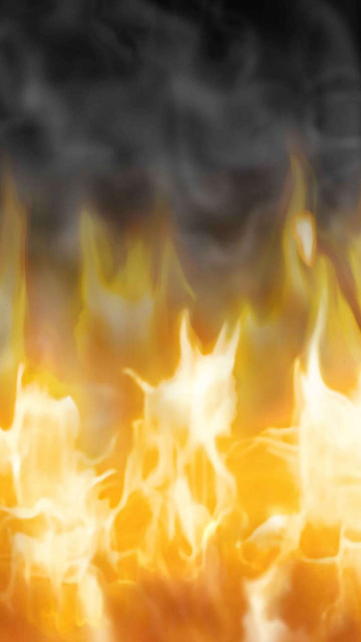 Обои пламя, огонь, сгорание, тепло, желтый в разрешении 720x1280