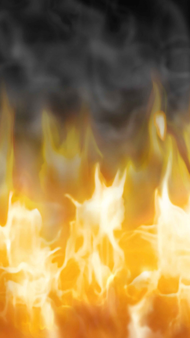 Обои пламя, огонь, сгорание, тепло, желтый в разрешении 750x1334