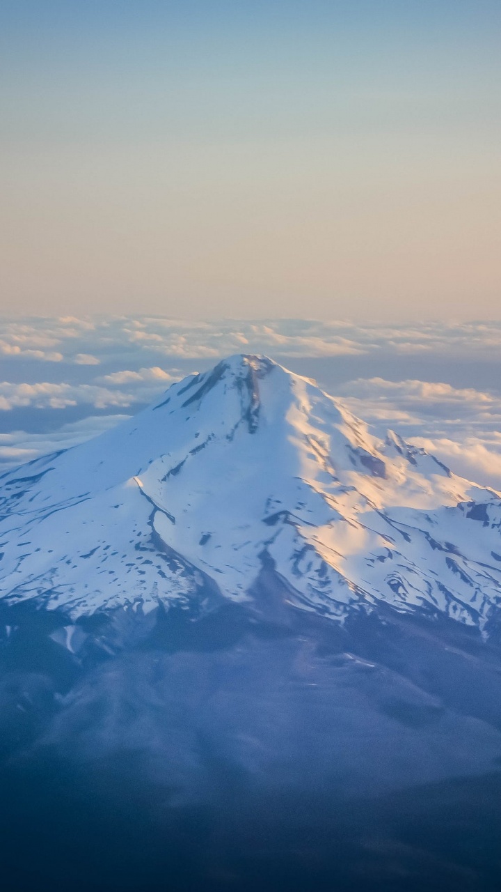 Обои Маунтхуд, горный рельеф, гора, горный хребет, облако в разрешении 720x1280
