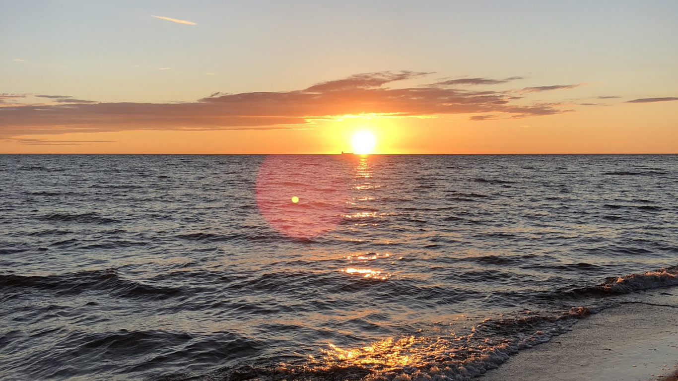 Обои море, водоем, жидкость, жидкий, закат в разрешении 1366x768