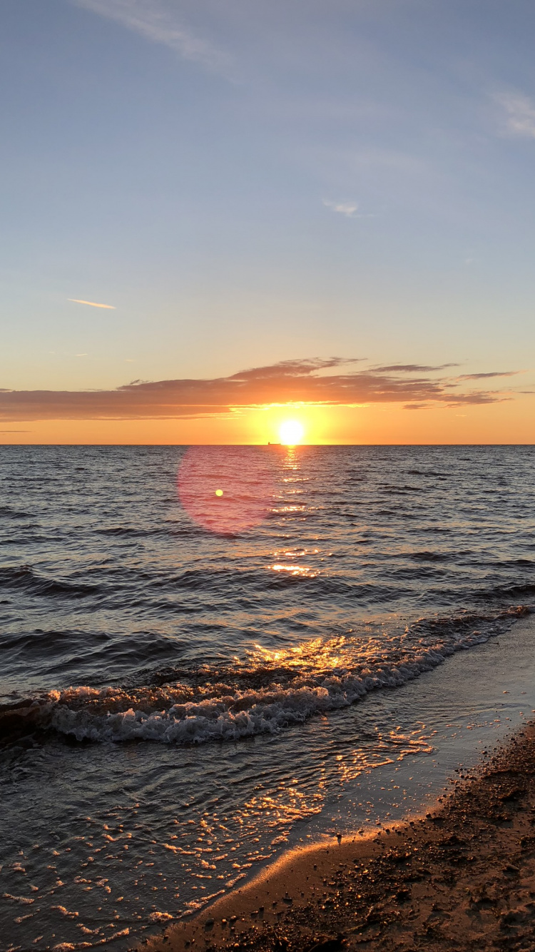 Обои море, водоем, жидкость, жидкий, закат в разрешении 750x1334