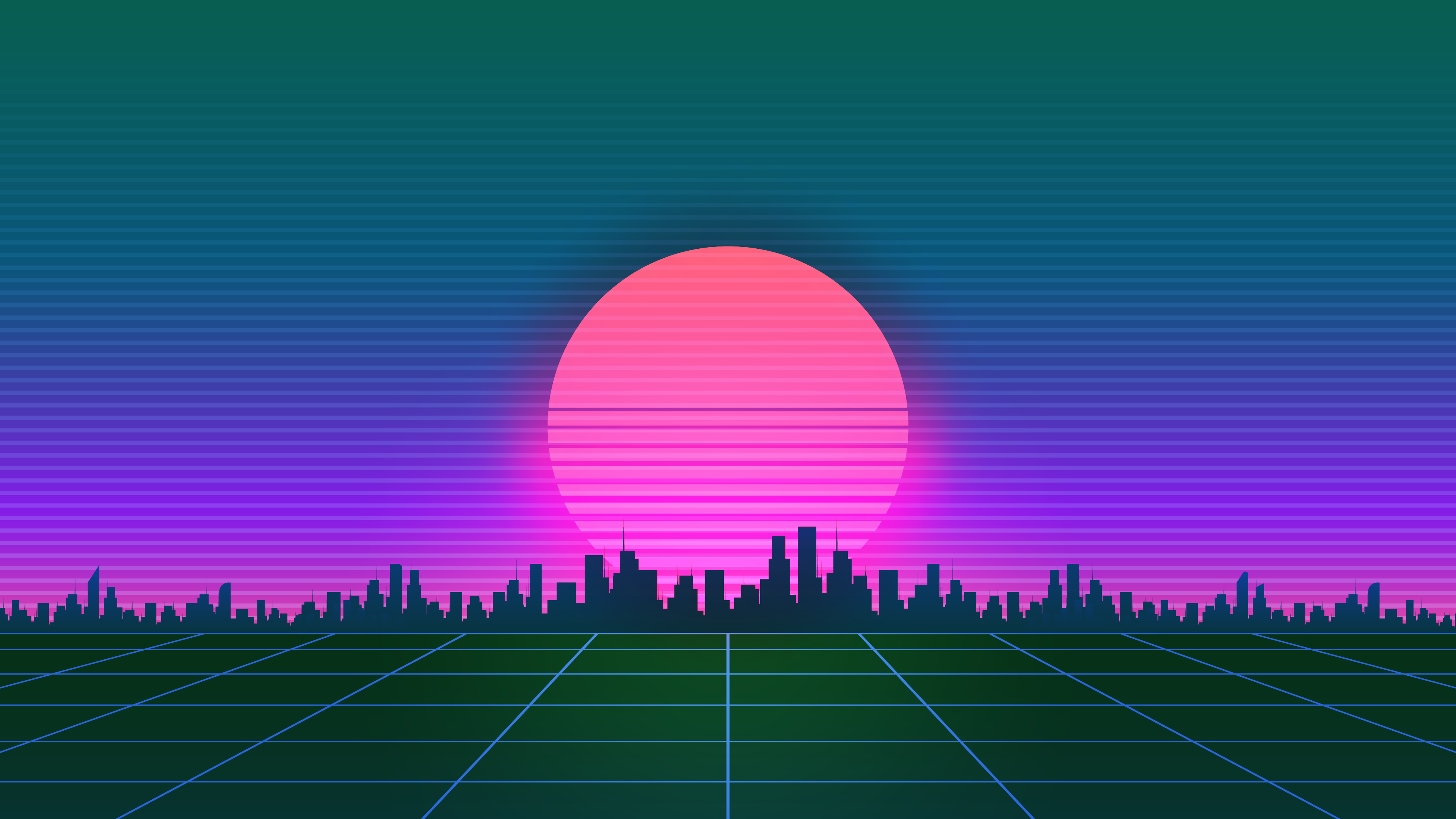 Обои Киберпанк, Ретровейв, Synthwave, окружающая среда, пурпур в разрешении 3840x2160
