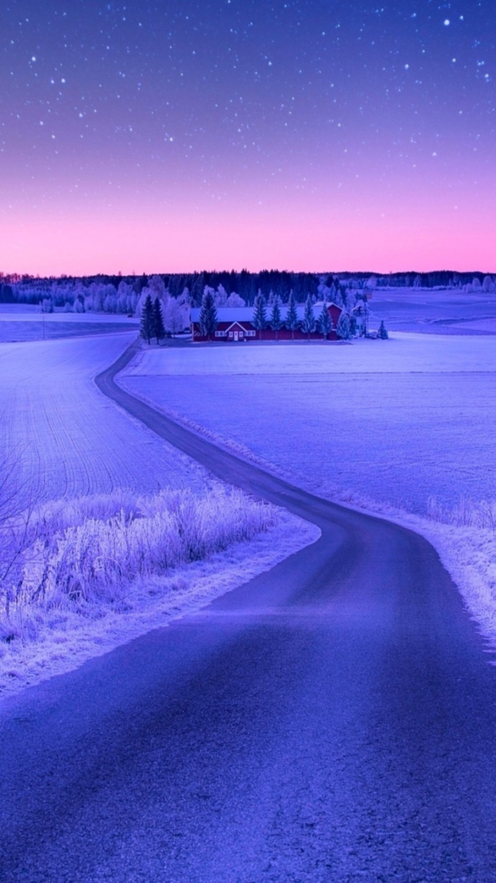 Обои зима, ночь, синий, природа, пурпур в разрешении 720x1280
